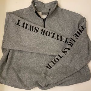 Taylor Swift The Eras Tour Grey Quarter Zip Sweatshirt, Size XL
